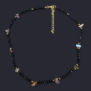 Black Crystal Glass Bead Necklace